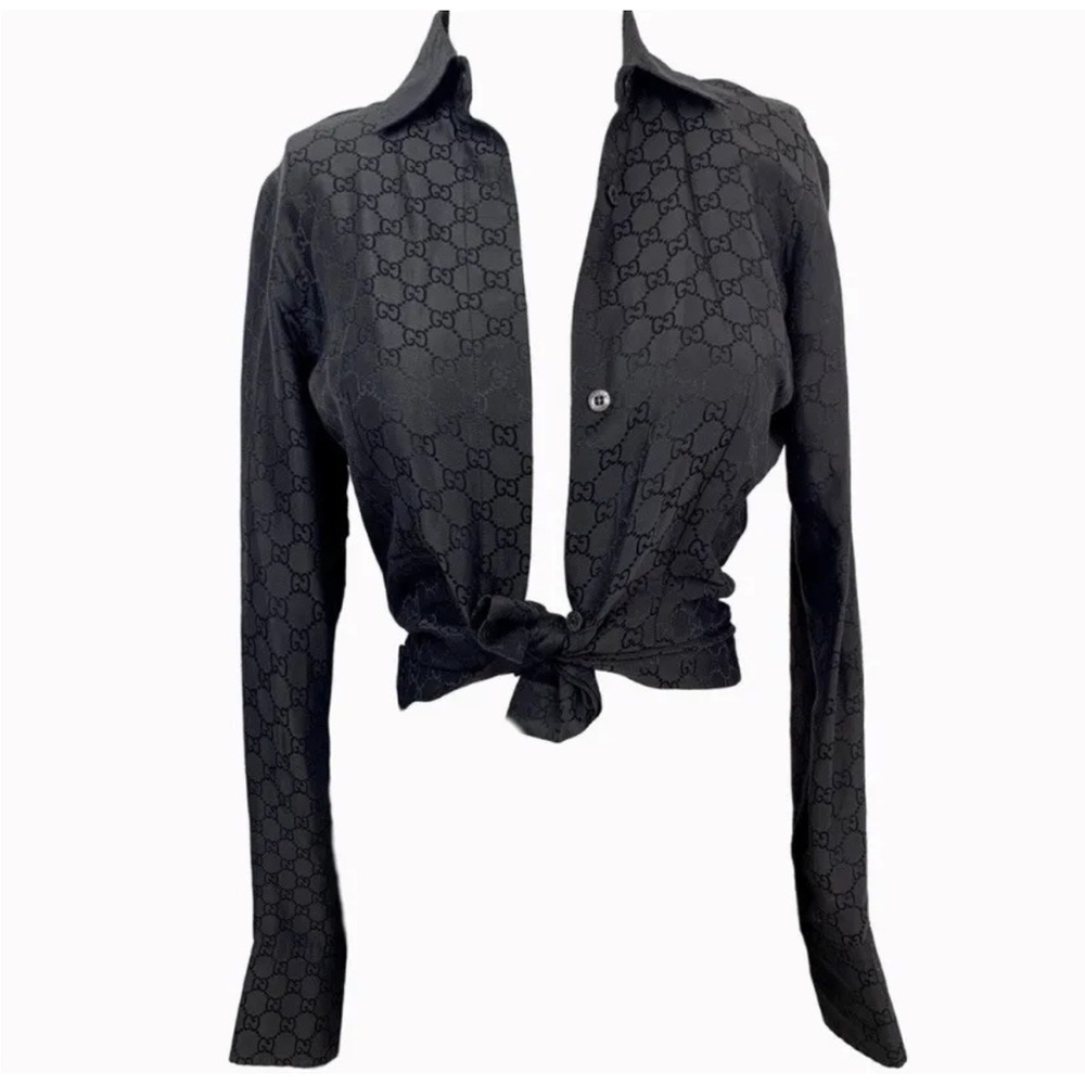Gucci tom ford Black logo Gg pattern monogram shirt 38